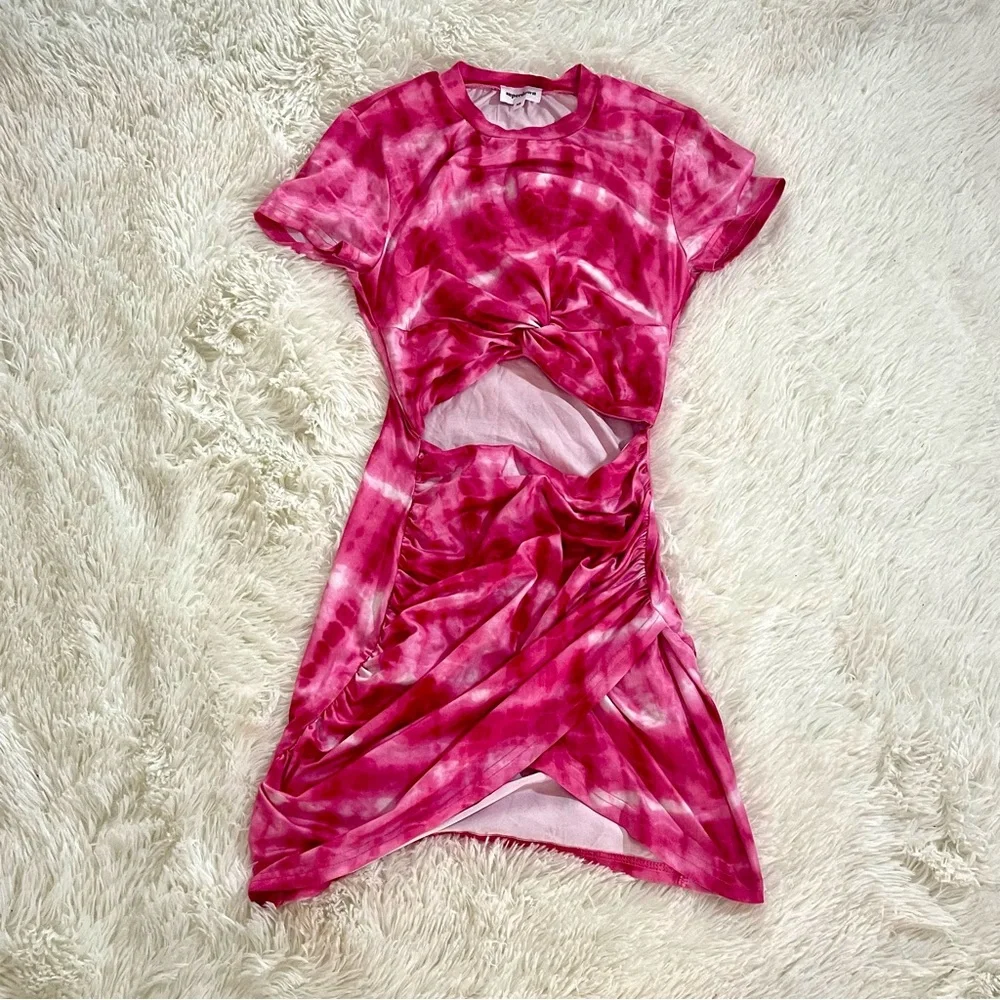 SOLD Superdown Maureen Jersey Pink Tie Dye Fashion Blog Fave Cut Out Bodycon - Picture 2 of 8